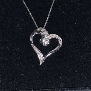Heart Necklace With Diamonds Sterling Silver